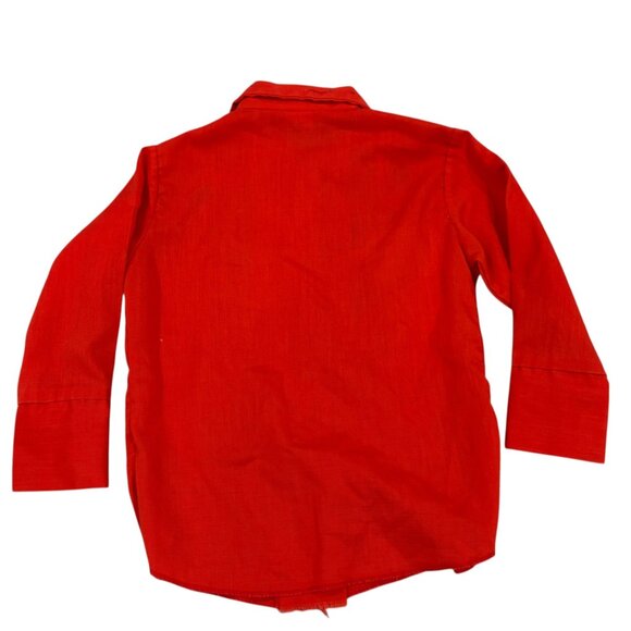 Vintage 1970s Sears Girls Red Western Shirt Skirt Set Floral Embroidery 4T - Picture 5 of 12